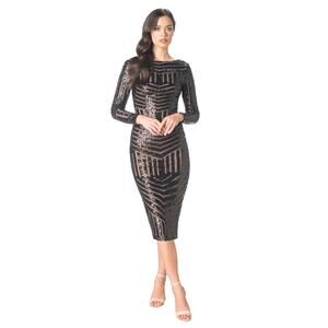 NEW! Dress the Population Size Medium Black Emery Sequin Placement Dress G1-12